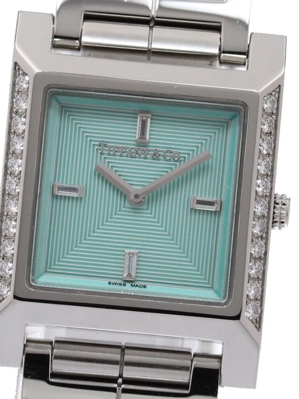 TIFFANY & Co. Makers Square 67460537 Diamond Bezel Quartz Ladies Watch_949545